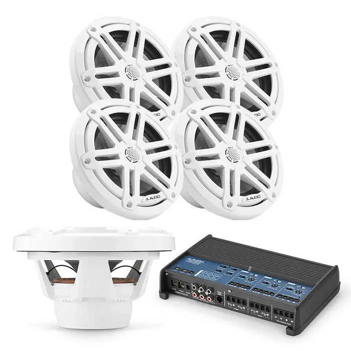 Jl Audio Xdm700/5 + 2 Pairs M3-650X-S-Gw + M3-10Ib-S-Gw-4 Marine Bundle 1