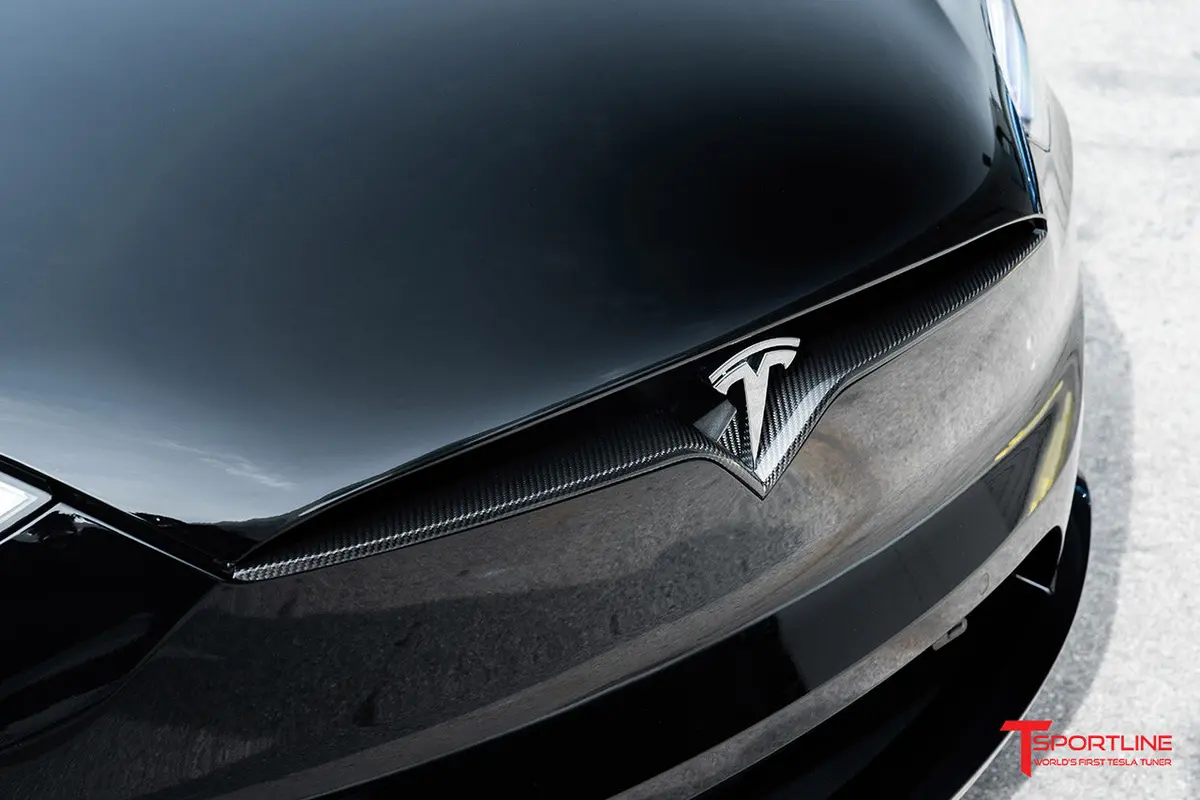 Tesla Model S Plaid & Long Range Carbon Fiber Front V Trim For Fascia / Hood Inlet 1