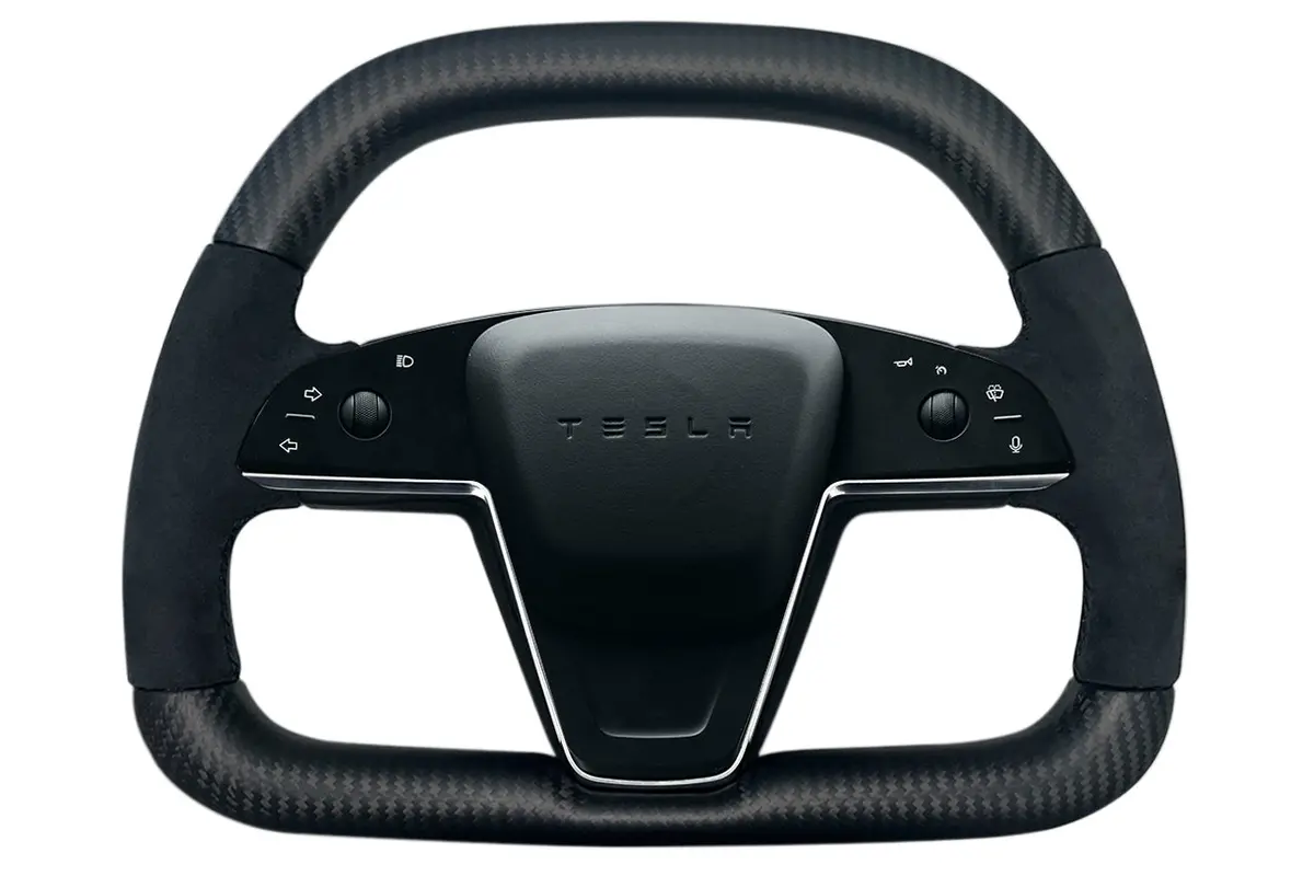 Model S / X Plaid & Long Range Yoke Replacement 360 Carbon Fiber Steering Wheel 3