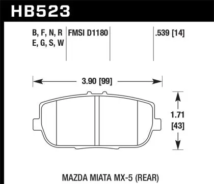 Hawk Brake Pads For Nd Mx-5 Rear 1
