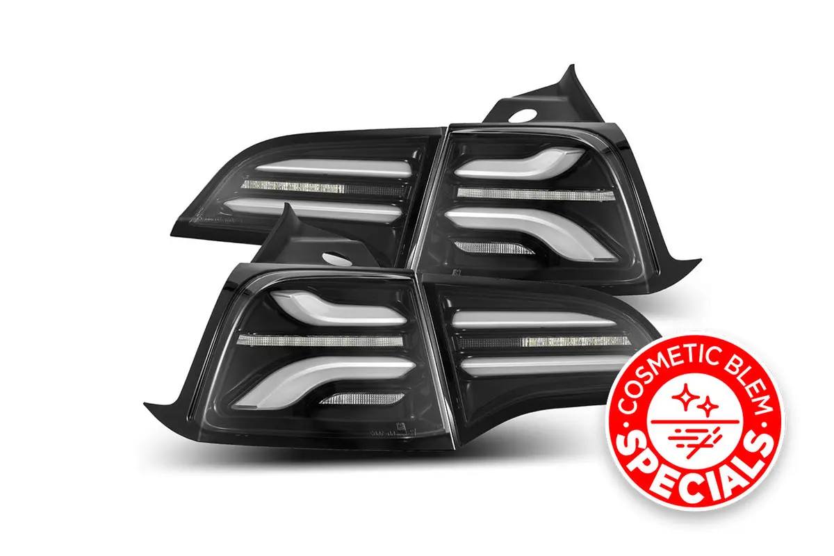 Open Box Special! Alpharex Pro-Series Led Tesla Tail Lights Jet Black For 17-23 Model 3 / 20-24 Model Y 1