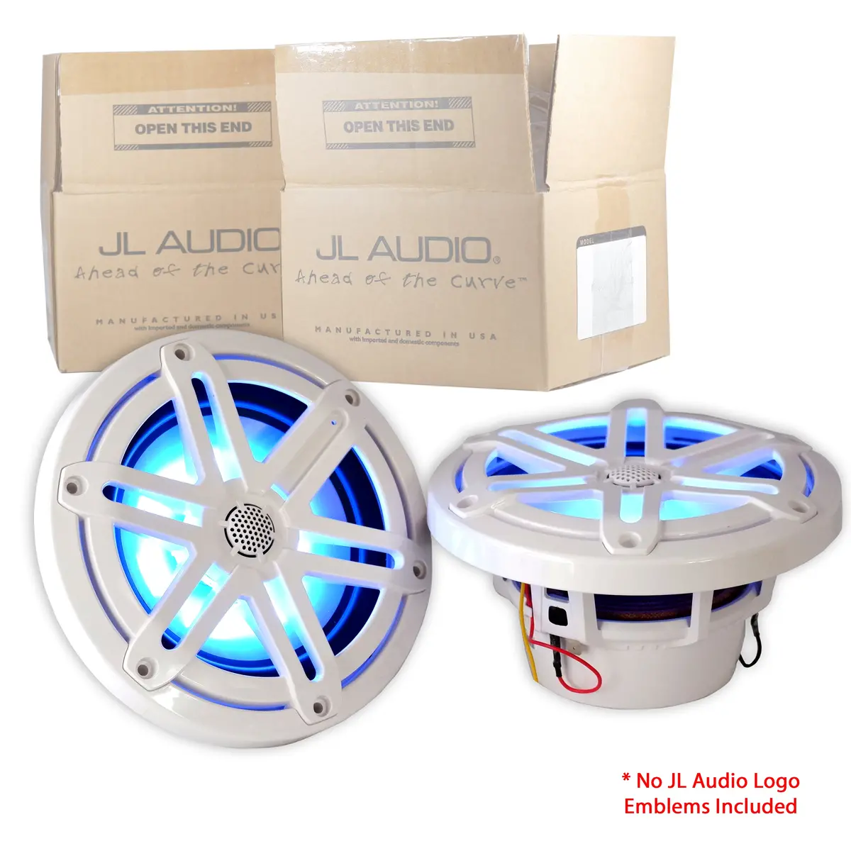 Jl Audio Mx650-Ccx-Sg-Wld-B / Mcs-65Ccx3-4-Wld-B 6.5" Inch Cockpit Coaxial Marine Speakers, White Sport Grille - Blue Leds 1
