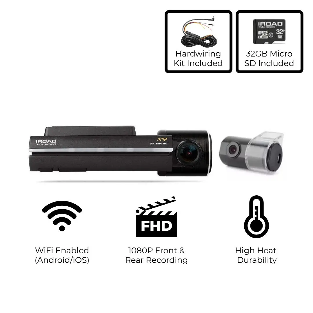 *Free Hardwire Kit* Iroad X9 2Ch Dash Cam 1