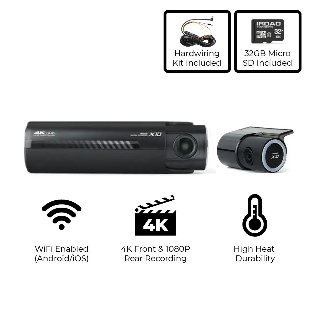 *Free Hardwire Kit* Iroad X10 4K 2Ch Dash Cam 1