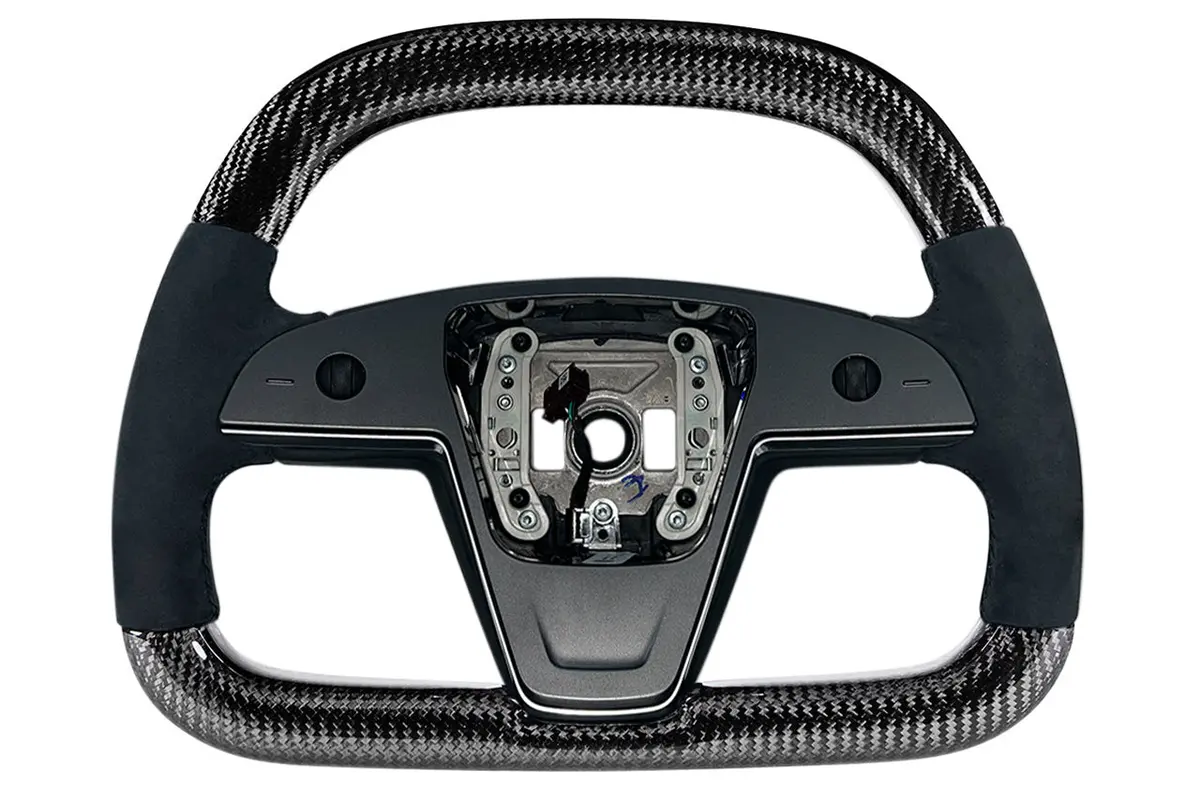 Model S / X Plaid & Long Range Yoke Replacement 360 Carbon Fiber Steering Wheel 7