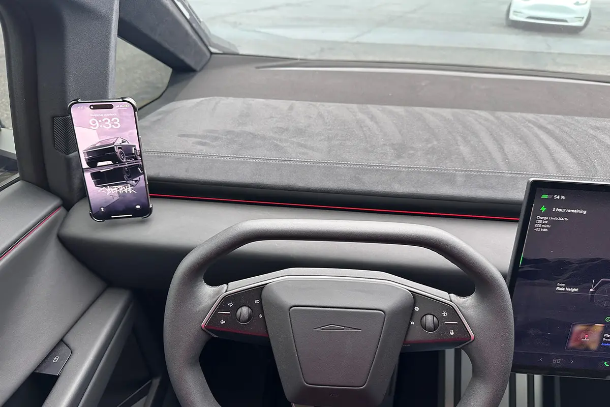 Tesla Cybertruck Super Sturdy Bolt-On Phone Mount & Wireless Magsafe Charger 1