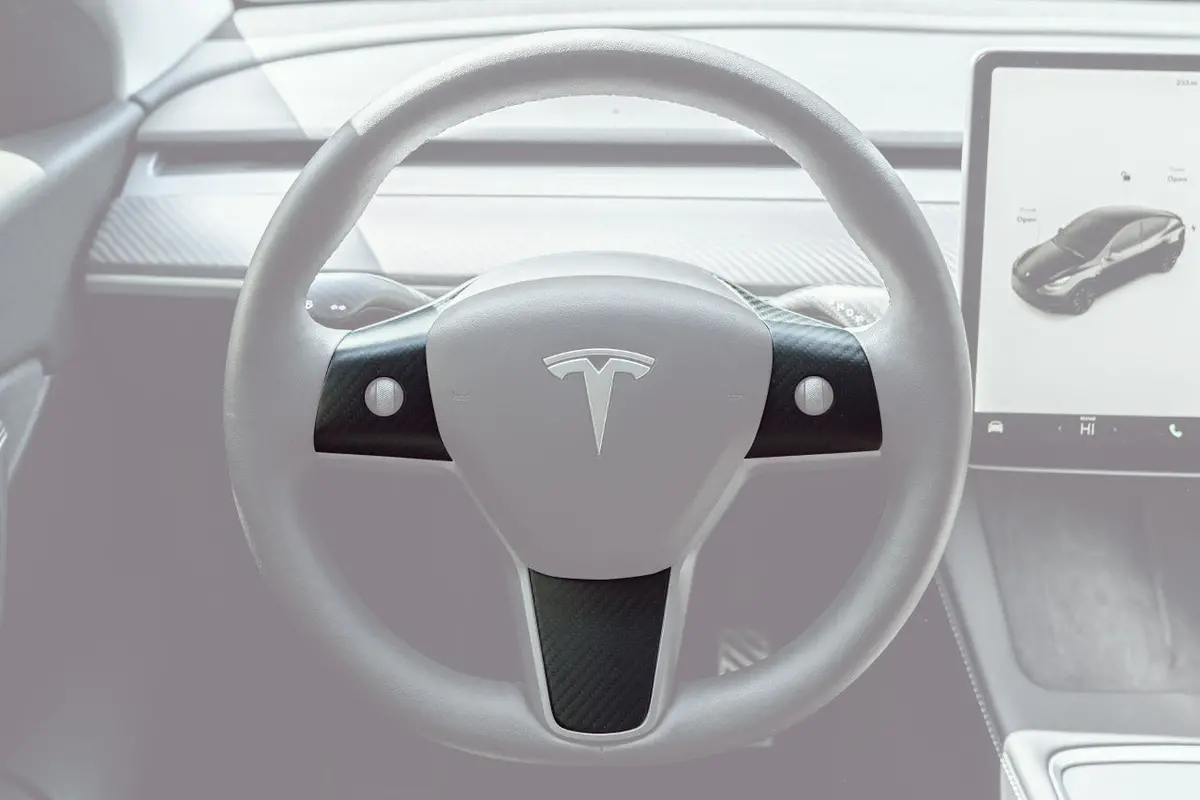 Tesla Model Y Carbon Fiber Steering Wheel Trim Appliqués (Set Of 3) 1