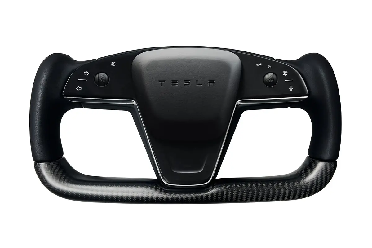 Model S / X Plaid & Long Range Carbon Fiber Yoke Steering Wheel 1