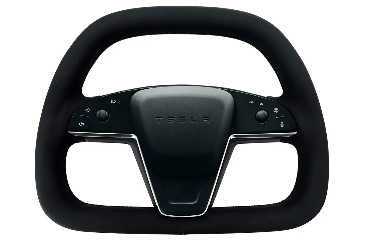 Model S / X Plaid & Long Range Yoke Replacement 360 Hand Upholstered Steering Wheel 1