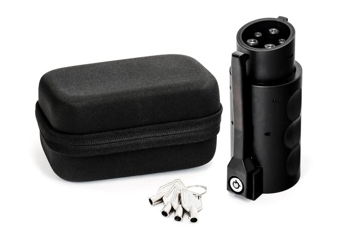 Tesla Nacs To Sae J1772 Locking Ev Charger Adapter & Case - Supports 80A / 240 Vac Level 2 Charging 1