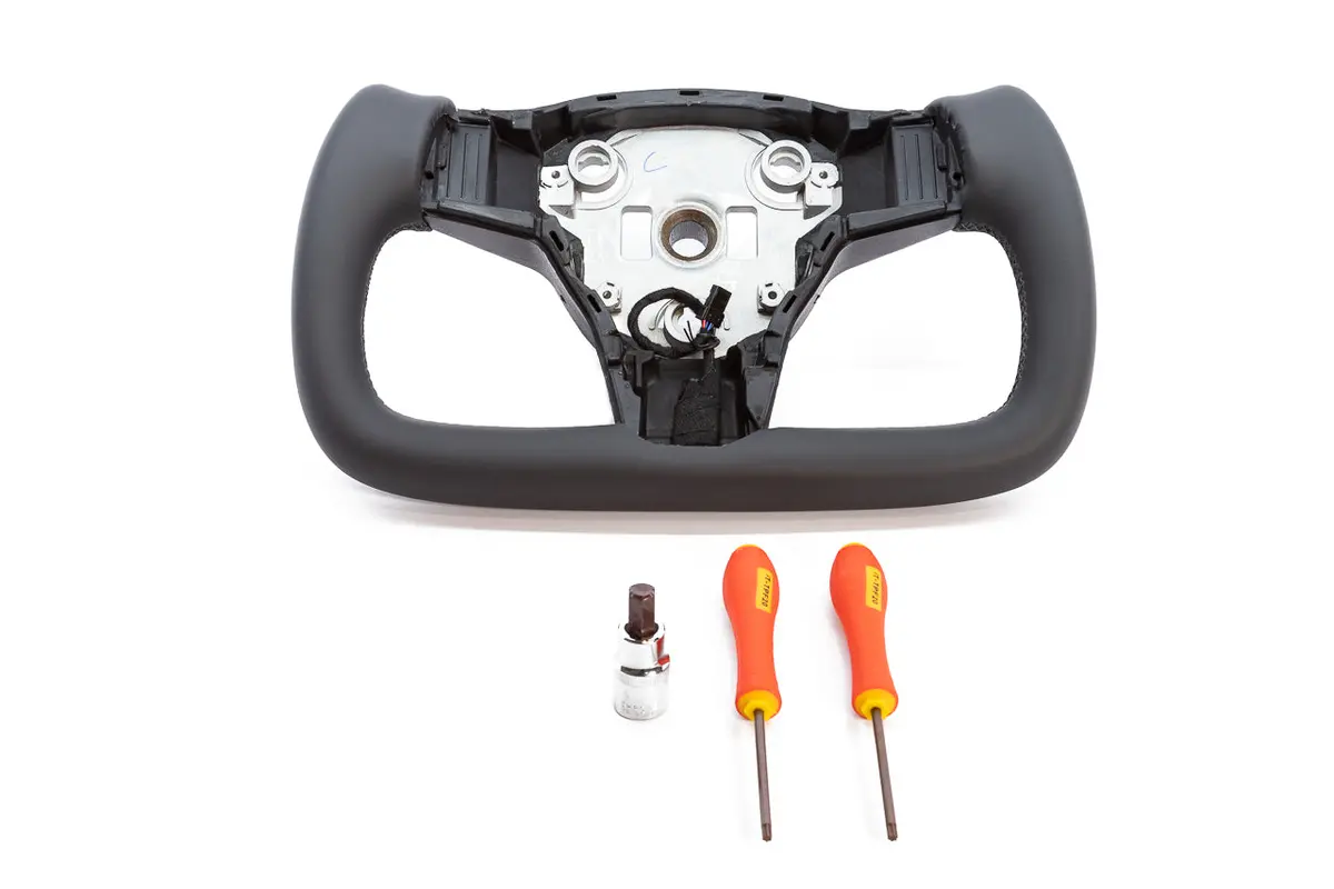 Tesla Model 3 / Y Premium Yoke Steering Wheel With Carbon Fiber Or Stitched Leather & Heated Grips 1