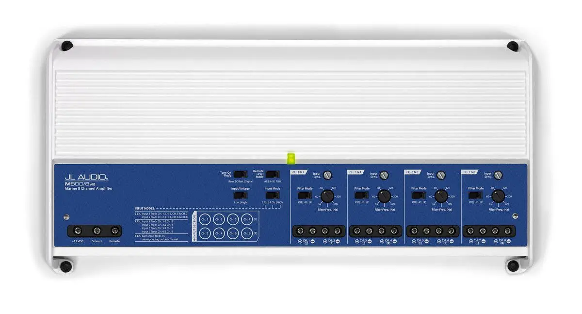Jl Audio M800/8V2: 8 Ch. Class D Full-Range Marine Amplifier, 800 W 1