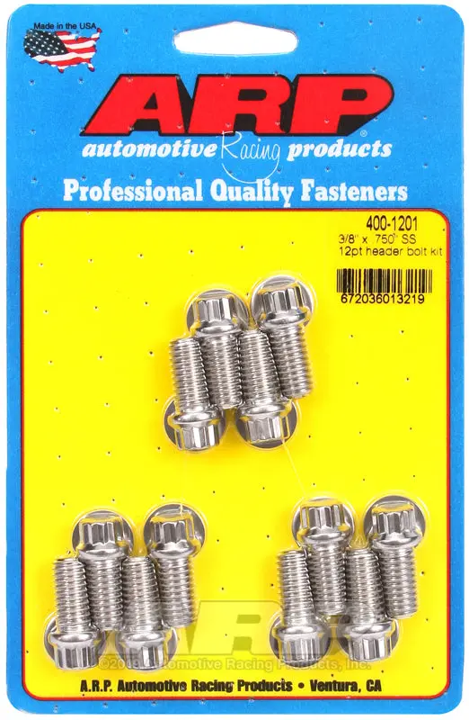 Arp Stainless Steel 12-Point Header Bolt Kit — 3/8″ × 0.750″ 1