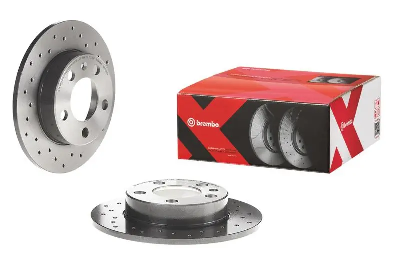 Brembo Cross-Drilled Uv-Coated Rear Brake Rotors For Audi A3, Vw Golf & Jetta (2005–2010) 1