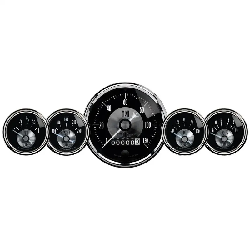 Autometer Prestige Black Diamond 3-3/8" Electric Speedometer With 2-1/16" Oil Pressure Gauge 1