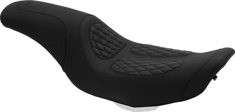 Mustang 1-Piece Diamond-Stitched Motorcycle Seat For Harley-Davidson King Road, Street Glide (2006–2007), And Screamin’ Eagle (2000–2001) – Black 1