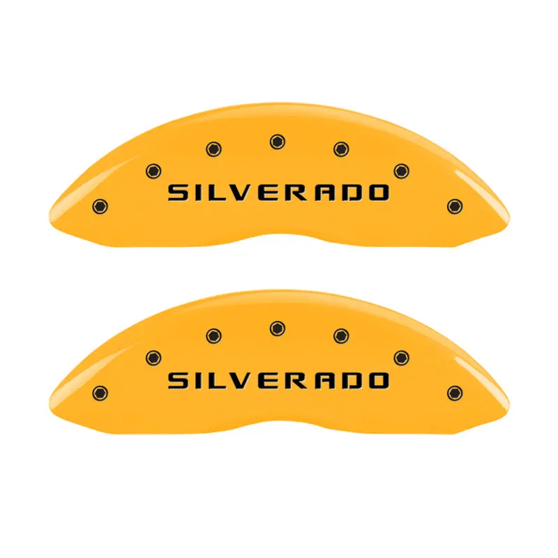 Mgp Engraved Caliper Covers – Front & Rear For Chevrolet Silverado & 2005 Astro, Yellow Finish With Black Char Accents 1