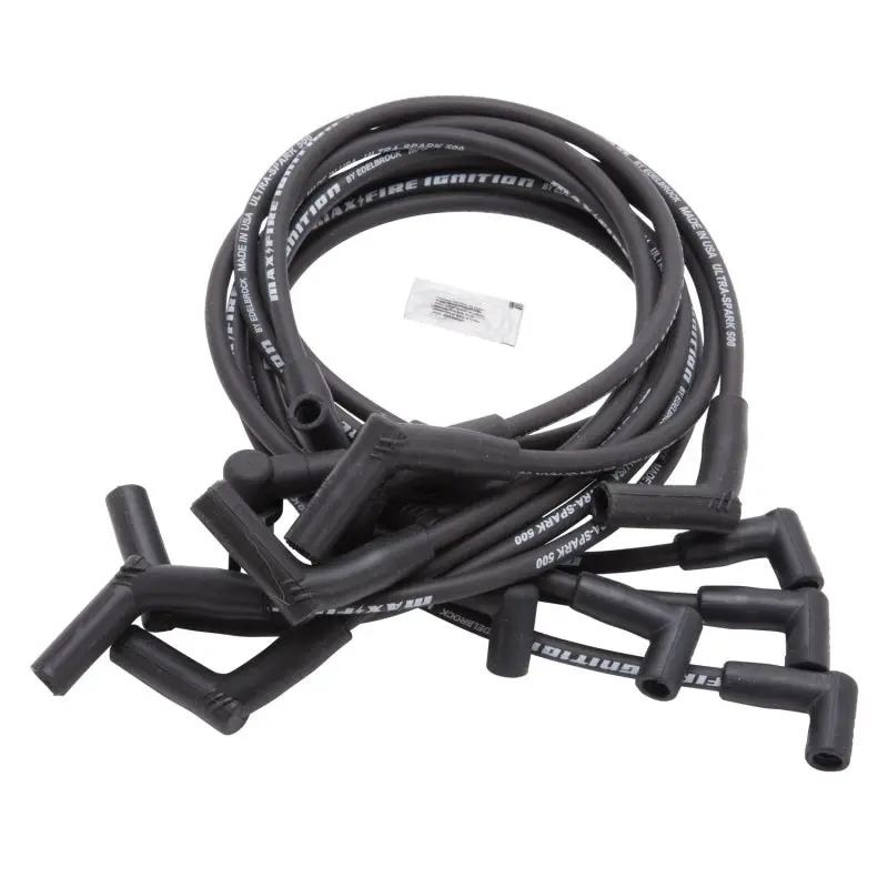 Edelbrock Spark Plug Wire Set – 500 Ohm Resistance, Black Silicone, For Small Block Ford (1983–1996, 10-Piece) 1