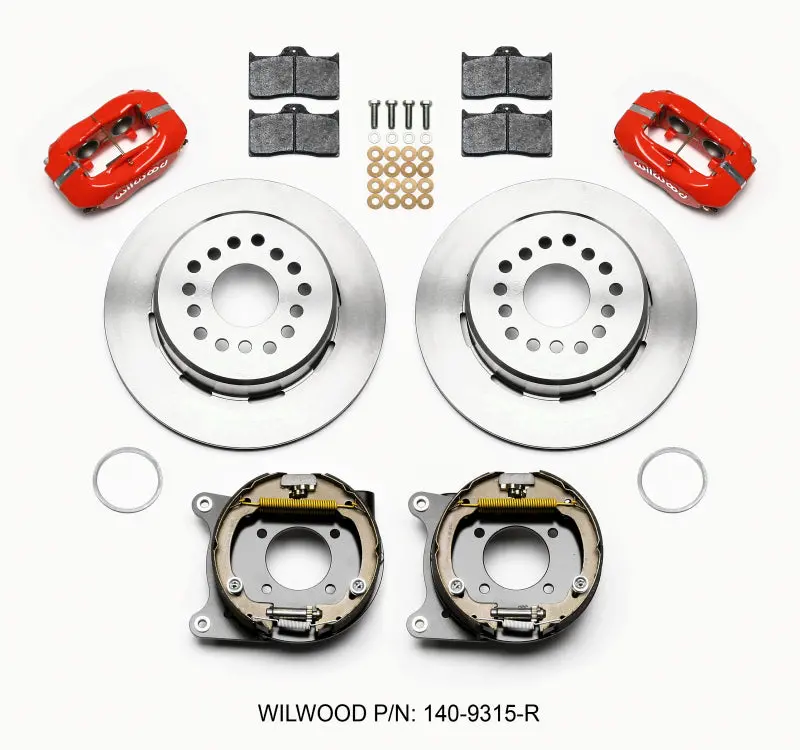Wilwood Forged Dynalite Power Steering Park Brake Kit — Red Finish, 12-Bolt Mount, 2.75" Staggered Shock Offset 2