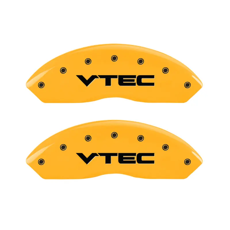 Mgp Engraved 4-Piston Caliper Covers – Front & Rear, Vtech Yellow Finish On Black Base 1