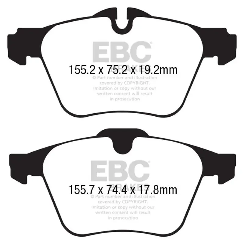 Ebc Redstuff High-Performance Front Brake Pads For 2013+ Jaguar F-Type 3.0L Supercharged (340 Hp) – Cast Iron Rotor Compatible 1
