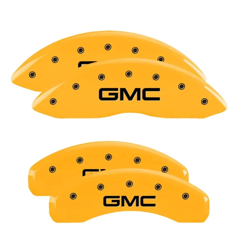 Mgp Engraved Caliper Covers For 1999–2003 Gmc Sierra 1500 – Yellow Finish, Black Gmc Logo 1