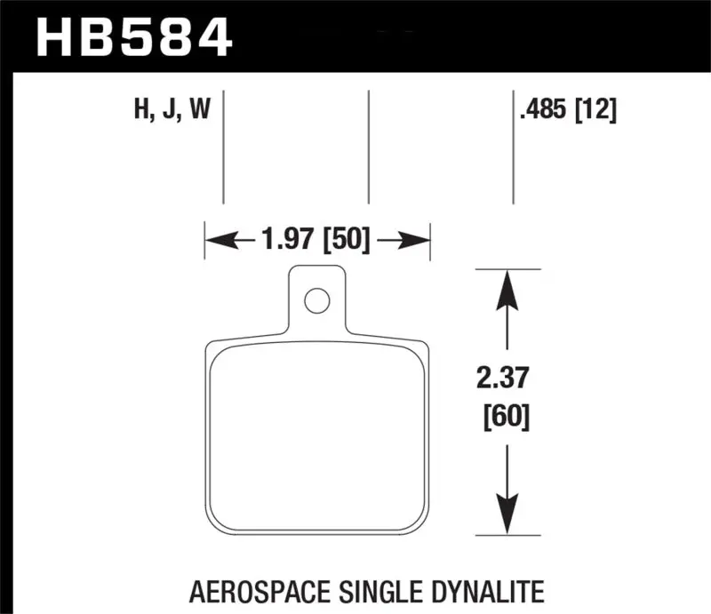 Hawk Aerospace Dynalite Single-Piece Brake Pads — 12Mm Thickness, Hps Street Compound 1