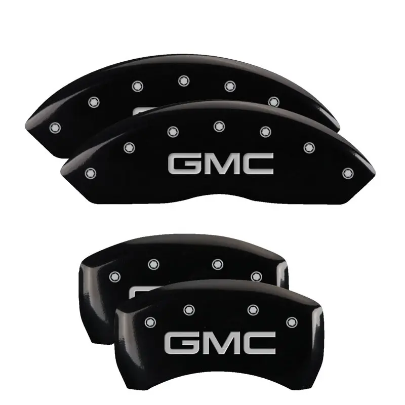 Mgp Engraved 4-Piston Caliper Covers — Front & Rear, Black Finish With Silver Accents For Gmc 1