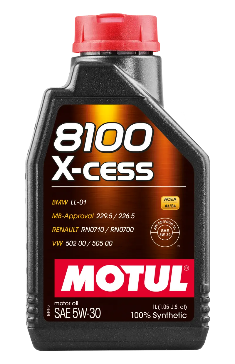 Motul 8100 X-Cess Synthetic Engine Oil – 5W-30 Full-Synthetic Formula, 1-Liter Bottle 1