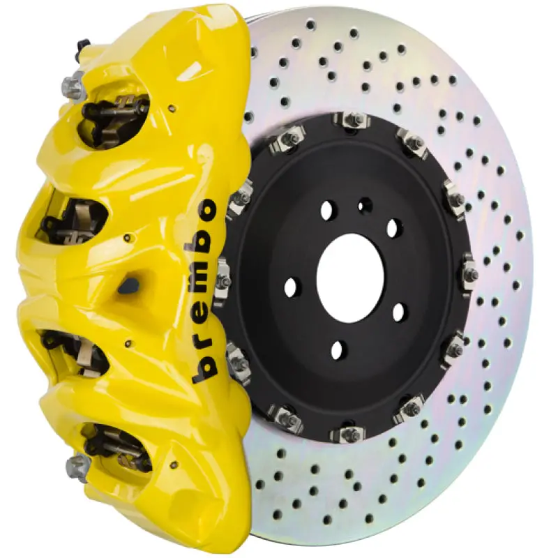 Brembo Gt Big Brake Kit For 2021+ Ford F-150 (2Wd/4Wd, Excl. Raptor) – Front, 8-Piston Calipers, 412X38Mm Two-Piece Drilled Rotors, Yellow Finish 1