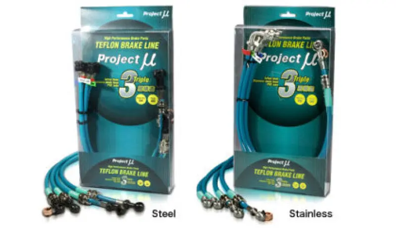 Project Mu Stainless Steel Braided Brake Lines With Green Teflon Liner — Nissan Skyline Hnr32 (Special Order) 1