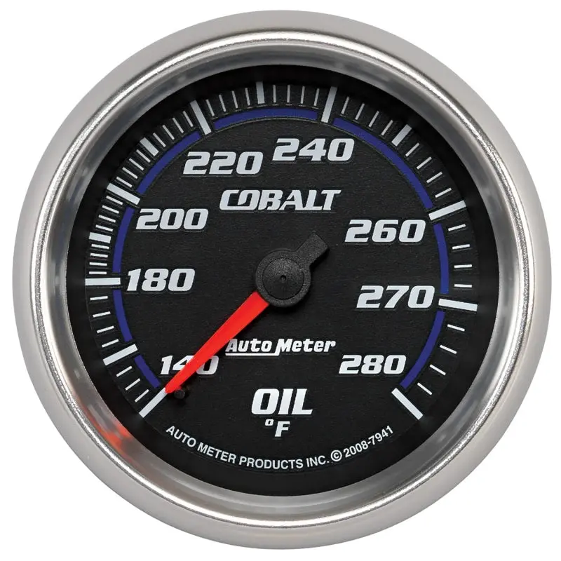 Autometer Cobalt Mechanical Oil Temperature Gauge — 66.7Mm (2-5/8") Dial, 140–280°F Range 1
