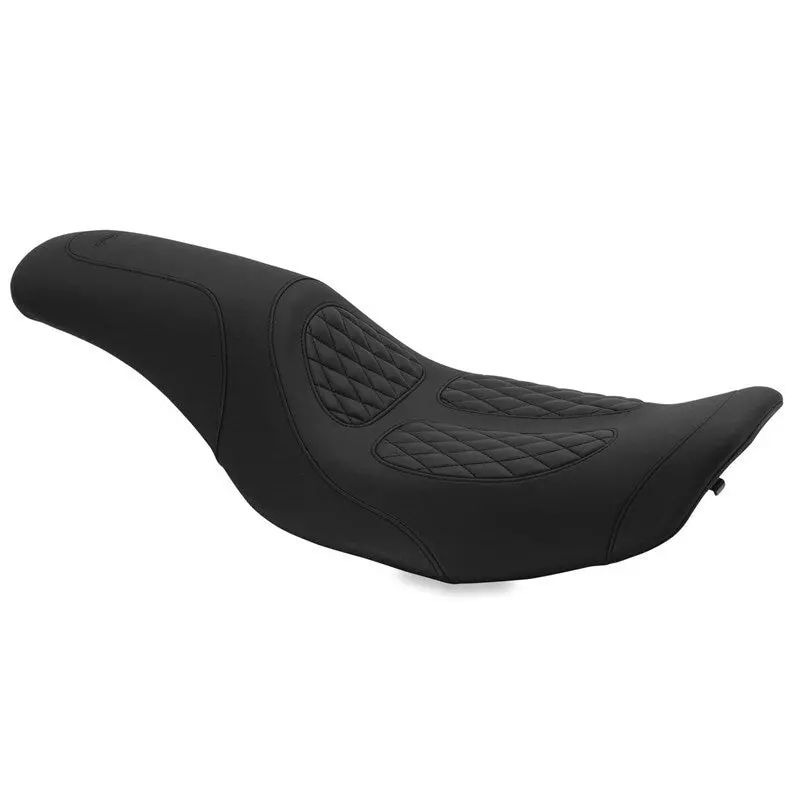 Mustang 1-Piece Diamond-Stitched Motorcycle Seat For Harley-Davidson King Road, Street Glide (2006–2007), And Screamin’ Eagle (2000–2001) – Black 2