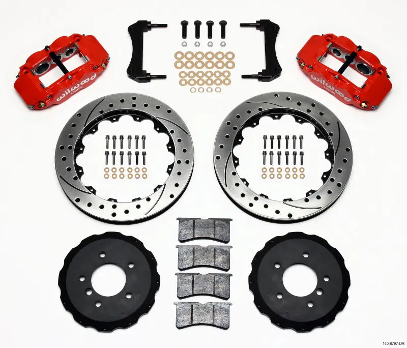 Wilwood Narrow Superlite 6R Front Hat Kit – 13.06" Drilled Rotor, Red Finish, Fits E36 Bmw M3 1
